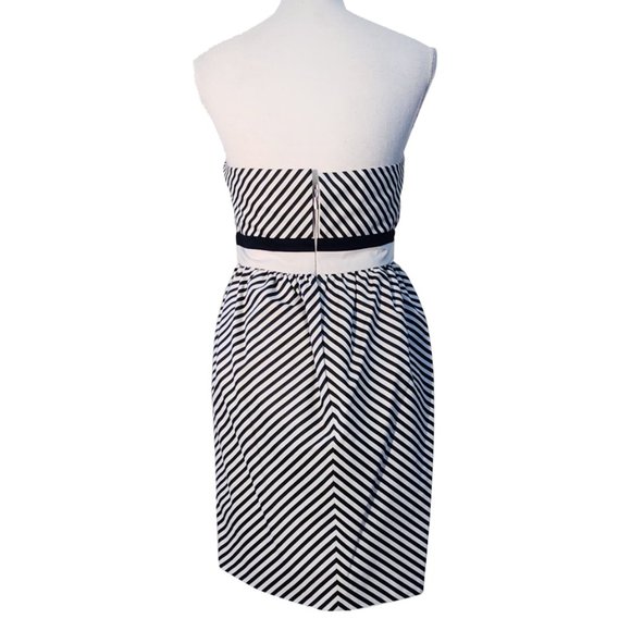 Alice + Olivia Adele Double-Bodice Black & White Striped Strapless Dress - Picture 3 of 9